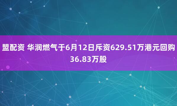 盟配资 华润燃气于6月12日斥资629.51万港元回购36.83万股